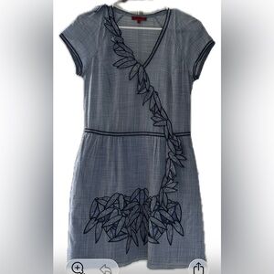 Vivienne Tam Light Blue Mini Dress Cotton Application embroidery Japan Designer